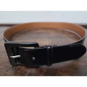 Lauren Ralph Lauren Smooth Black Genuine Leather Belt - Tan Inner - size Medium